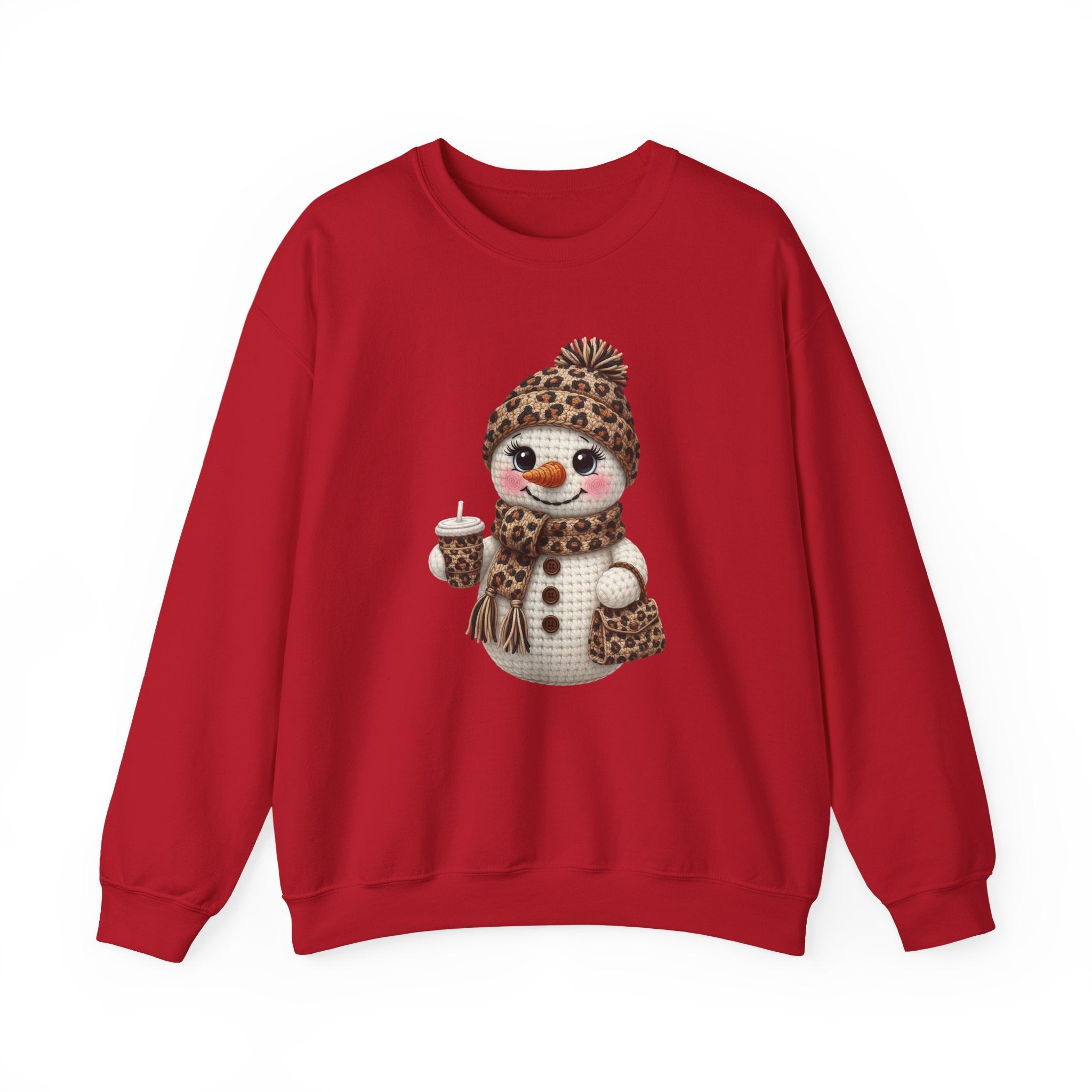 Faux Yarn Snowman Cheetah Crewneck
