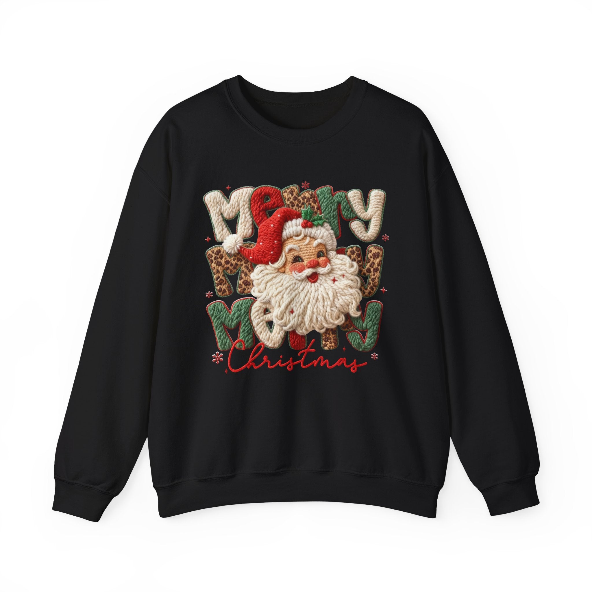 Faux Yarn Merry Christmas Crew Neck