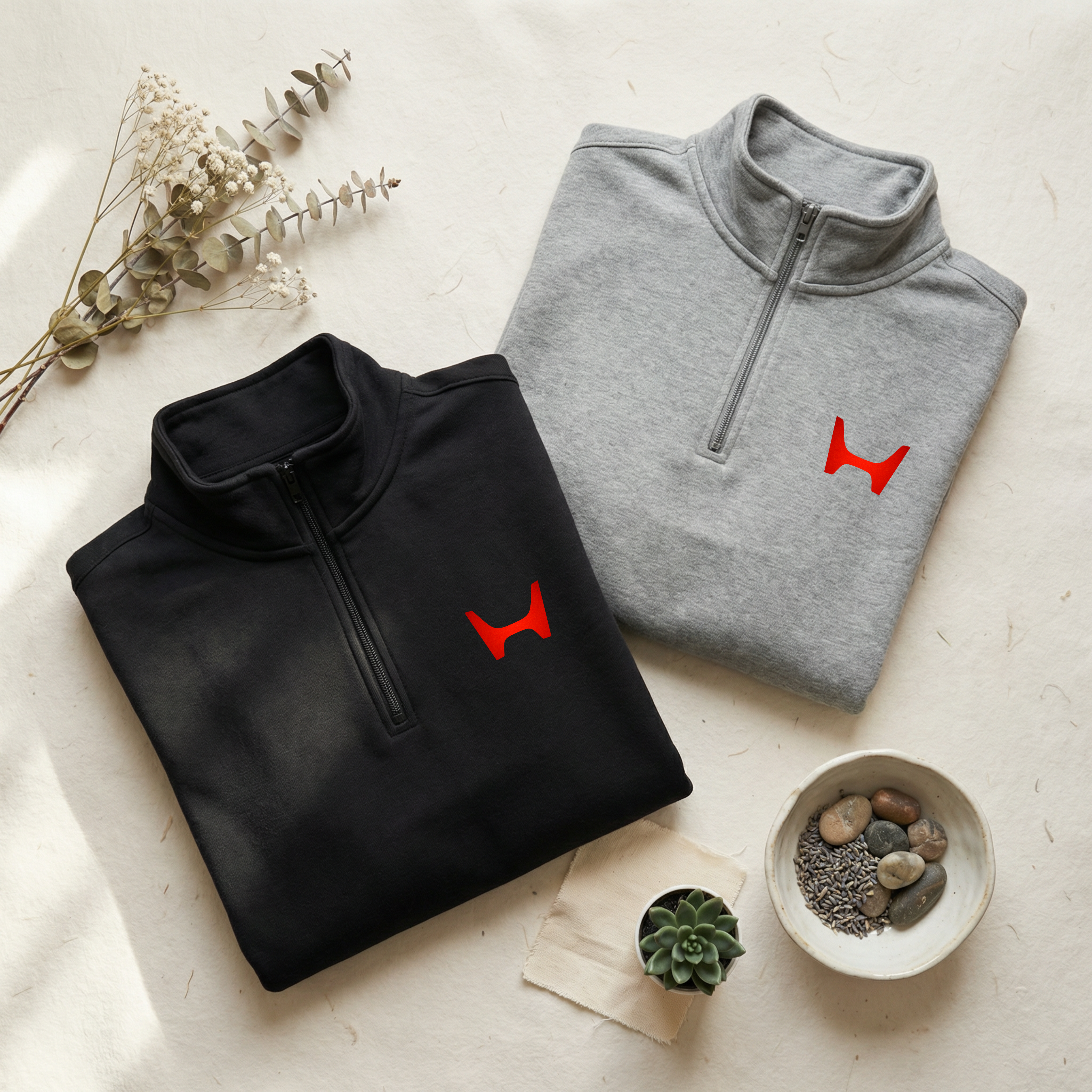 Quarter Zip with Red New Honda Logo
