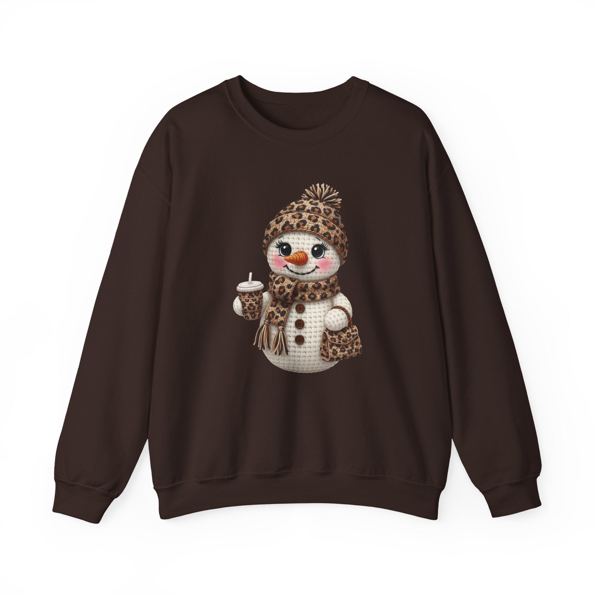 Faux Yarn Snowman Cheetah Crewneck