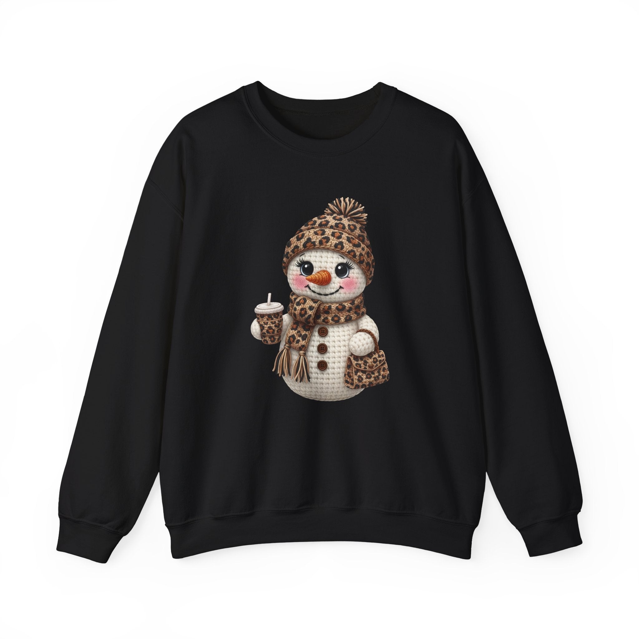 Faux Yarn Snowman Cheetah Crewneck